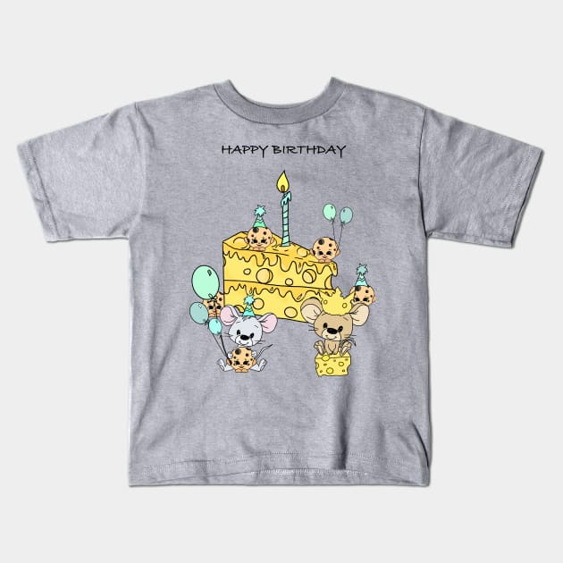 Mouse and cookies birthday design Kids T-Shirt by Carries Design 